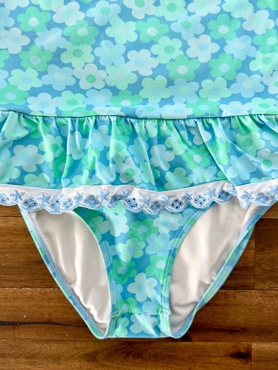 The Beaufort Bonnet Girls Grace Bay Floral Bathing Suit 8 Blue Green Floral - Picture 3 of 8